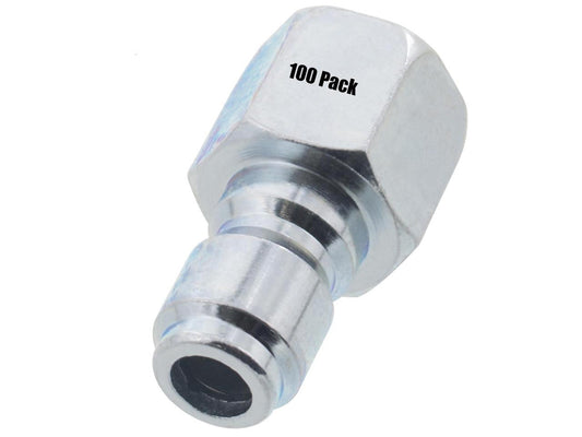 100 pack Pressure Washer 3/8in. Female NPT to Quick Connect Plug Zinc Plated Coupler High Temp 4000 PSI 10.5 GPM